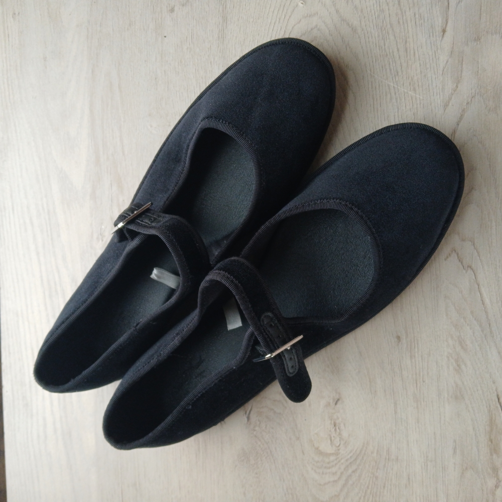 Velvet Mary Jane Flats